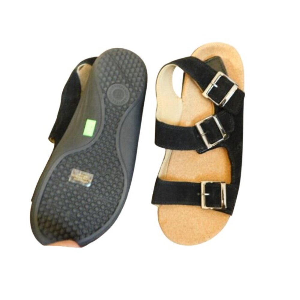Revitalign  Size 9.5D Black Ladies Leather Strappy Ortho Style Sandals EUC - Picture 4 of 4